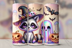Cute Halloween Baby Raccoon Tumbler Wrap 20 oz Skinny Design Product Image 1