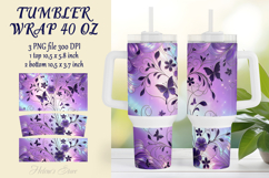 3d Lilac pastel floral tumbler 40oz wrap sublimation designs Product Image 1