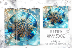 Christmas tumbler wrap 20oz sublimation| Gold Blue snowflake Product Image 1