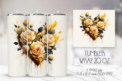 Floral heart tumblers sublimation |Roses Tumbler wrap design Product Image 1