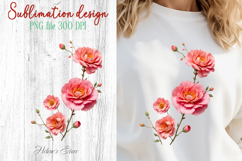 Carnations flowers sublimation design png | Floral clipart Product Image 1