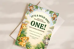 Wild One Jungle Birthday Invitation Template, Editable Canva Product Image 2