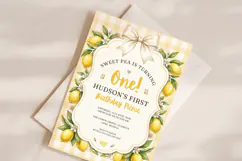 Lemon Gingham Canva Invitation Template, Printable Card Product Image 2