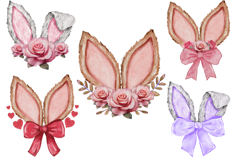 Watercolor Easter Bunny Ears Clip Art PNG Product Image 2