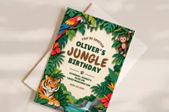 Jungle Animal Birthday Invitation Template, Editable Canva Product Image 2