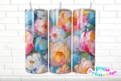 Impasto Painted Floral 20 oz Skinny Tumbler Wrap Product Image 1
