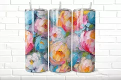 Impasto Painted Floral 20 oz Skinny Tumbler Wrap Product Image 3