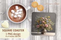 Flowers bouquet square Coaster sublimation | Coaster square Product Image 1