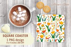 Floral pattern square Coaster | Coaster sublimation square Product Image 2