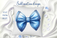 Realistic denim coquette bows design|Blue bow T-shirt clipar Product Image 2