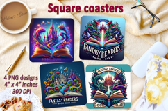 Fantasy Readers Book Club square coaster sublimation designs Product Image 1