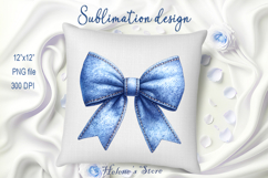 Realistic denim coquette bows design|Blue bow T-shirt clipar Product Image 4