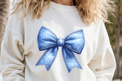 Realistic denim coquette bows design|Blue bow T-shirt clipar Product Image 5