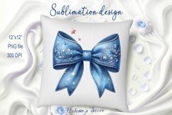 Realistic denim coquette bows design|Blue bow T-shirt clipar Product Image 8