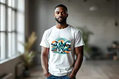 African american man white t-shirt mockup JPG and PSD Product Image 6
