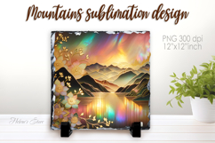 Magic mountains slate design png | Fanatsy night landscape Product Image 1