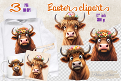 Easter highland cows Sublimation designs | Farmhouse clipart Product Image 1