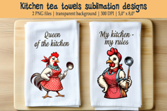 Cute Chicken and Funny quote kitchen tea towel sublimation Product Image 1