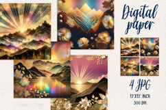 Sunrize mountains digital paper|Camping design scrap booking Product Image 1