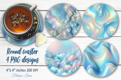 Pastel blue abstract round coaster sublimation png Product Image 1