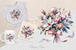 Watercolor magnolia Clipart| Cute Flowers print design Product Image 2