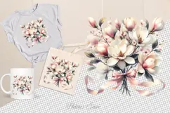 Watercolor magnolia Clipart| Cute Flowers print design Product Image 4