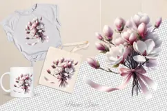 Watercolor magnolia Clipart| Cute Flowers print design Product Image 6