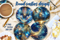 Fantasy Cosmic sky pearl round coaster sublimation designs Product Image 1