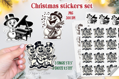 Retro Christmas snowman printables stickers | Music sticker Product Image 1
