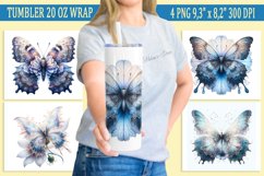 Blue Butterfly with flowers tumbler sublimation wrap| Spring Product Image 1