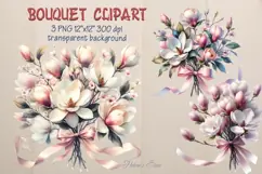 Watercolor magnolia Clipart| Cute Flowers print design Product Image 1
