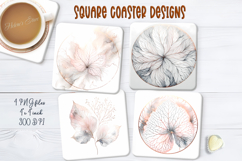 Gold autumn leaves square coasters png |Luxury floral design Product Image 1