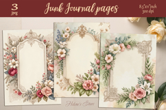 Vintage floral frame junk journal pages jpeg | Scrap booking Product Image 1