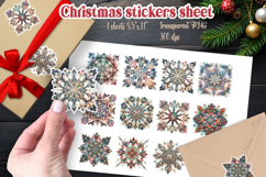 Christmas snowflakes printables stickers sheet|Snowflake png Product Image 1