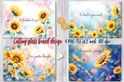 Sunflowers cutting board sublimation png | Watercolor floral Product Image 1