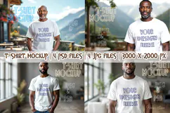 African american man white t-shirt mockup JPG and PSD Product Image 1
