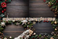 Christmas mockup Dark flat lay wooden background |Copy space Product Image 1
