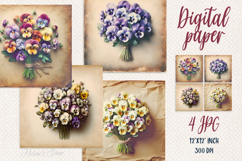 Vintage floral digital papers jpeg|Scrap booking 3d graphics Product Image 1
