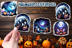 Halloween Pumpkin Stickers Printable design |Cute Spooky PNG Product Image 1