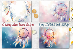 Boho dreamcatcher kitchen glass cutting board sublimation Product Image 1