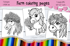Cute horse Coloring Pages | Horse flower Coloring Book Print Product Image 1
