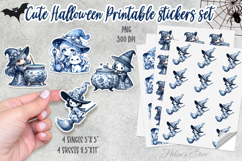 Cute blue Halloween Stickers Printable | Spooky sticker PNG Product Image 1