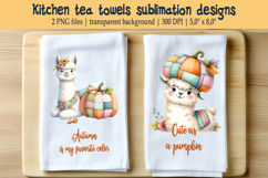 Cute llama and fall quote kitchen tea towel sublimation Product Image 1