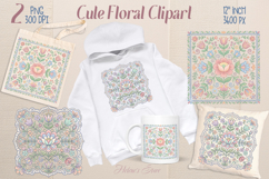 Pastel flower tiles sublimation design png | Floral clipart Product Image 1