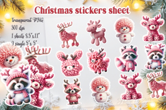 Christmas printables stickers sheet | Pink crochet snowman Product Image 1