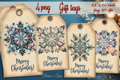 Christmas Gift Tags| Christmas labels| Snowflakes label tag Product Image 1
