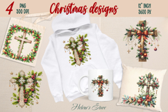 Watercolor Christmas Jesus Cross t shirt design png Product Image 1
