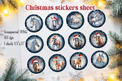 Christmas farm printables stickers sheet |Cute winter horses Product Image 1
