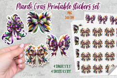 Mardi Gras coquette bow printables stickers and sheet Product Image 1