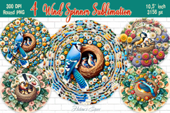 Spring designs Wind Spinner wrap sublimation | Cute bird png Product Image 1